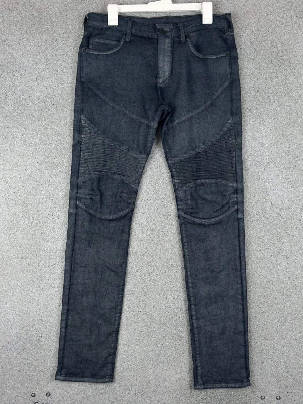 True Religion Rocco Moto Relaxed Skinny Men's W30 Dark Wash Zip Pockets T2534